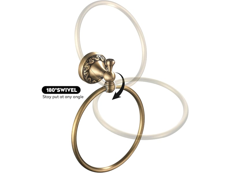  Anneau porte-serviettes rond au design rétro, matériau en laiton de haute qualité, base sculptée, accessoires de salle de bain, cuisine XLH-LJY-004522JY - Conforama D