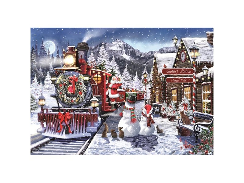  Puzzle 500 pieces noel gare avec bonhomme de neige 49 x 36 cm 35627 - Conforama B