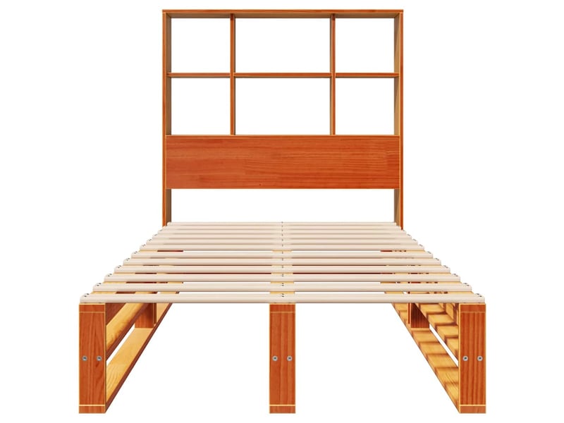Lit simple- lit adulte - lit bibliothèque sans matelas marron 100x200cm bois massif - Conforama C