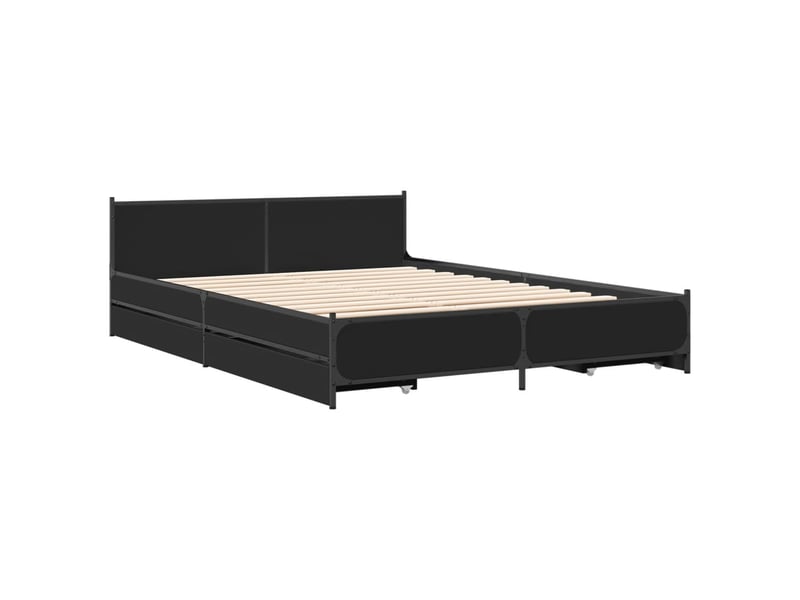Lit double- lit adulte - cadre de lit avec tiroirs sans matelas noir 135x190 cm - Conforama B
