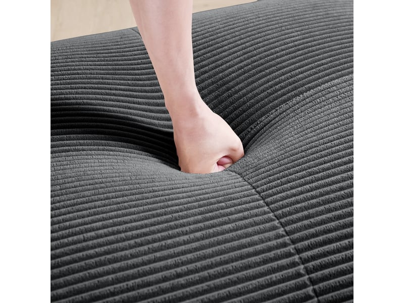 Canapé d’angle en velours côtelé gris, 3 places, 298 cm, panoramique, modulable W3325S00026 - Conforama C