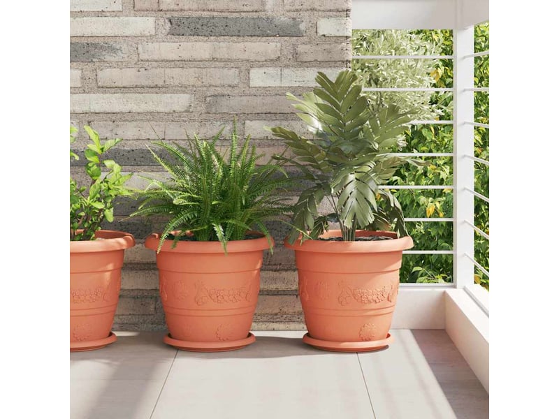  Jardinière - pot à fleurs rond 6 pcs rouge brique ø 30 x 25 cm plastique  - Conforama B