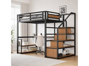 Lit mezzanine 140x200 cm <strong>MODENUIT </strong>  <strong></strong> coloris noir
