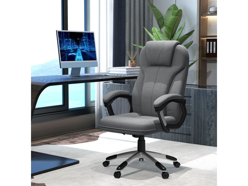  Chaise de bureau, chaise de direction, réglable en hauteur, avec fonction bascule, 6 cm x 75 cm x 120 cm, grise  - Conforama C