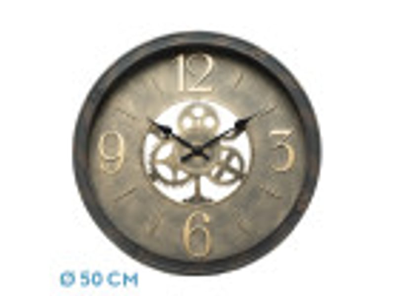  Horloge murale fabrilamp torrox 50 x 50 cm cuir engrenages mobiles 220715009 - Conforama B