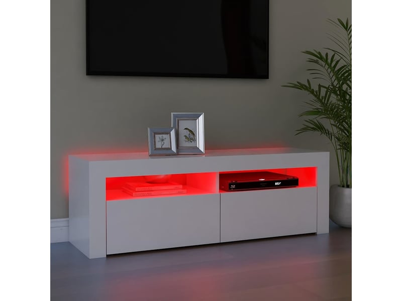  Meuble tv - banc tv - meuble de rangement avec lumières led blanc 120x35x40 cm  - Conforama E