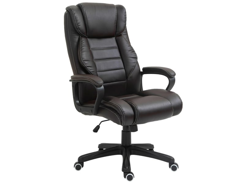  Chaise de bureau vinsetto ergonomique massante - massage intégré, bascule, hauteur réglable et pivotante - brun  - Conforama A