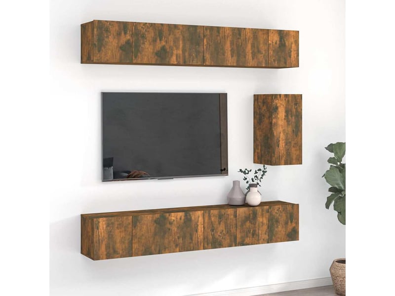  Ensemble de meubles tv 7 pcs chêne fumé bois d'ingénierie shl69665  - Conforama B