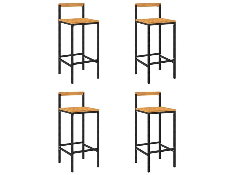 Lot de 4 tabouret de bar, chaise de bar noir résine tressée et bois d'acacia shl43510  - Conforama A