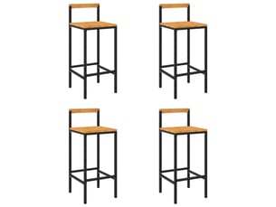 Lot de 4 tabouret de bar, chaise de bar noir résine tressée et bois d'acacia shl43510