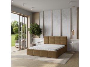 Lit coffre 180x200 cm <strong>MASSENO</strong> <strong></strong> coloris bois clair