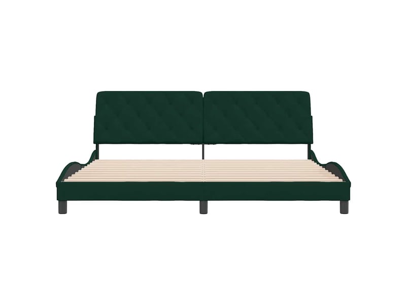 Lit double- lit adulte - cadre de lit sans matelas vert foncé 200x200 cm velours - Conforama D