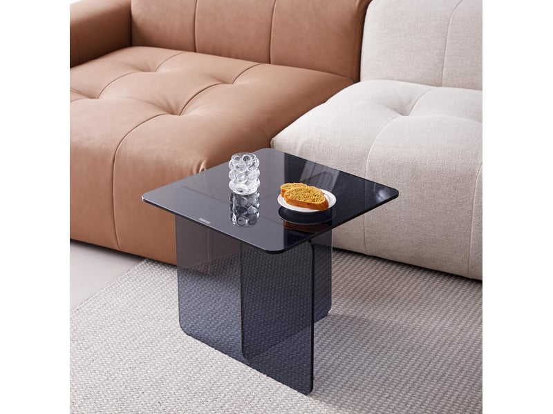  Table d’appoint en verre trempé gris – 45 x 45 x 41 cm  - Conforama C