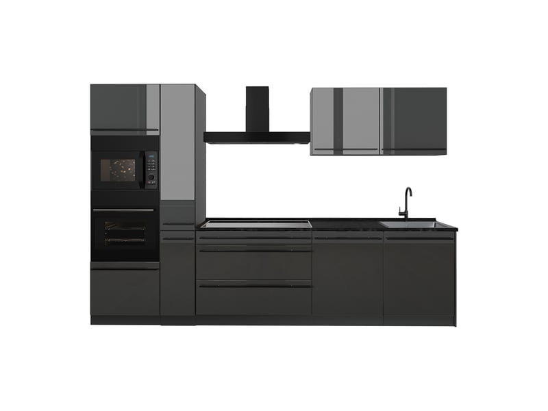 Vicco cuisine, anthracite haute brillanceanthracite, 310cm plan de travail anthracite - Conforama A