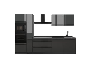 Vicco cuisine, anthracite haute brillanceanthracite, 310cm plan de travail anthracite