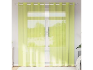 Lot de 2 rideaux en voile, voilages avec œillets vert pomme 140x225 cm cf44432