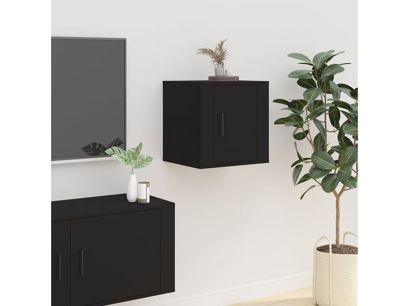  Lot de 2 meuble tv mural, meuble tv suspendu noir 40x34,5x40 cm  - Conforama C