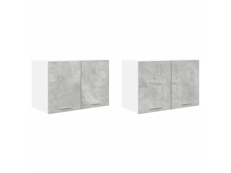  Lot de 2 armoires suspendues modernes avec grand espace de rangement 60 x 31 x 40 cm en bois d'ingénierie gris béton 02_0053216  - Conforama A