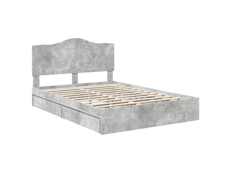  Lit double- lit adulte -  lit de rangement gris béton 150 x 200 cm bois d'ingénierie  - Conforama C