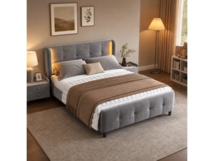 Lit 2 places 140x200 cm FLORAGRACE coloris gris