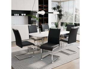 Lot de 6 chaises de salle à manger,42x45x95 cm,pu et lin,noir