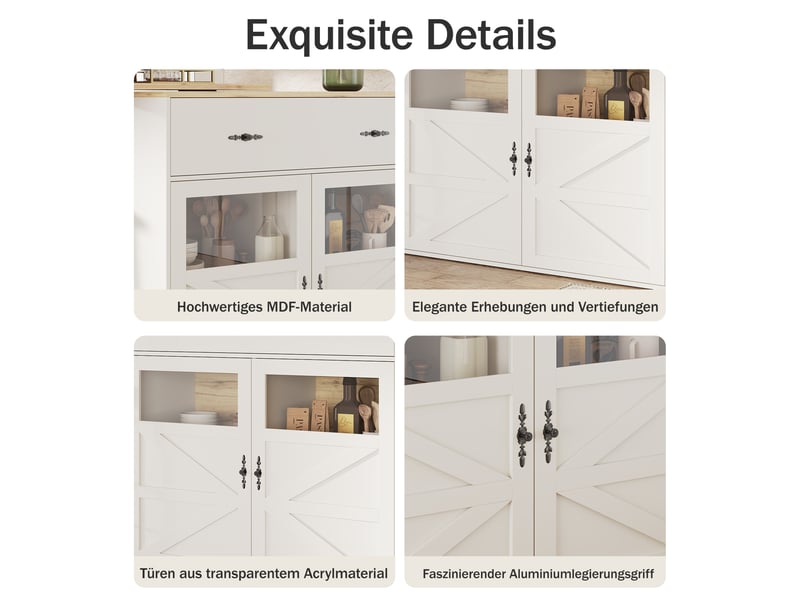  Ilot cuisine, buffet de cuisine avec rangements intégrés, plateau extensible, pivotant à 360°, dimensions 138 à 204 x 39 x 104 cm, mdf, blanc  - Conforama E