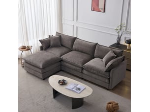 Canapé d'angle gauche fixe <strong>FLORAGRACE</strong> <strong>4071258315440</strong> 3 places Tissu gris