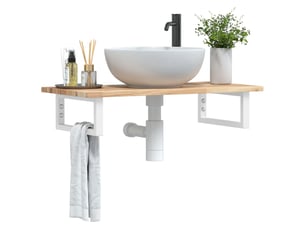 Étagère de vasque | étagère murale acier et bois massif d'acacia shl9615