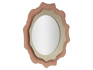 Miroir mural rond avec cadre façonné crème et rose