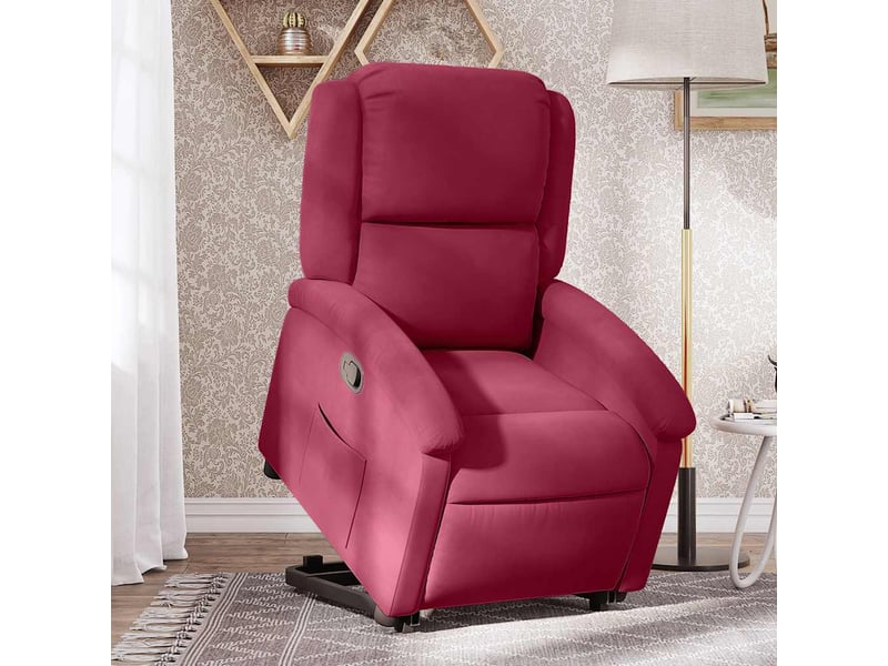  Fauteuil inclinable, fauteuil relax salon rouge bordeaux velours shl414  - Conforama B