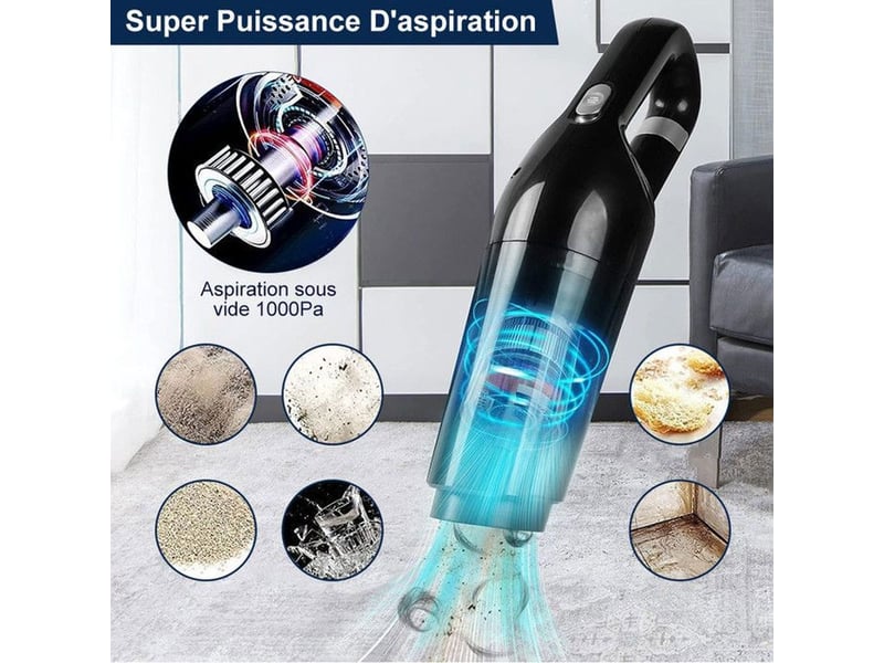 Aspirateur a main sans fil 10000pa 4000mah noir avec accessoires  - Conforama D