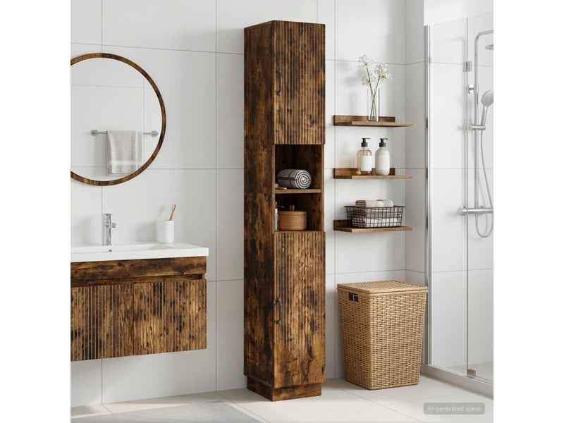Colonne de salle de bain avec étagère ouverte hoorn chêne fumé - Conforama B