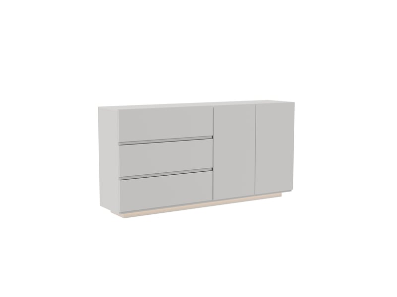  Meuble cuisine blanc, 160x35x71 cm buffet cuisine bas noir laqué avec éclairage led - 2 portes et 3 tiroirs - pour cuisine, salle à manger, salon  - Conforama A