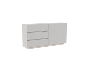 Meuble cuisine blanc, 160x35x71 cm buffet cuisine bas noir laqué avec éclairage led - 2 portes et 3 tiroirs - pour cuisine, salle à manger, salon