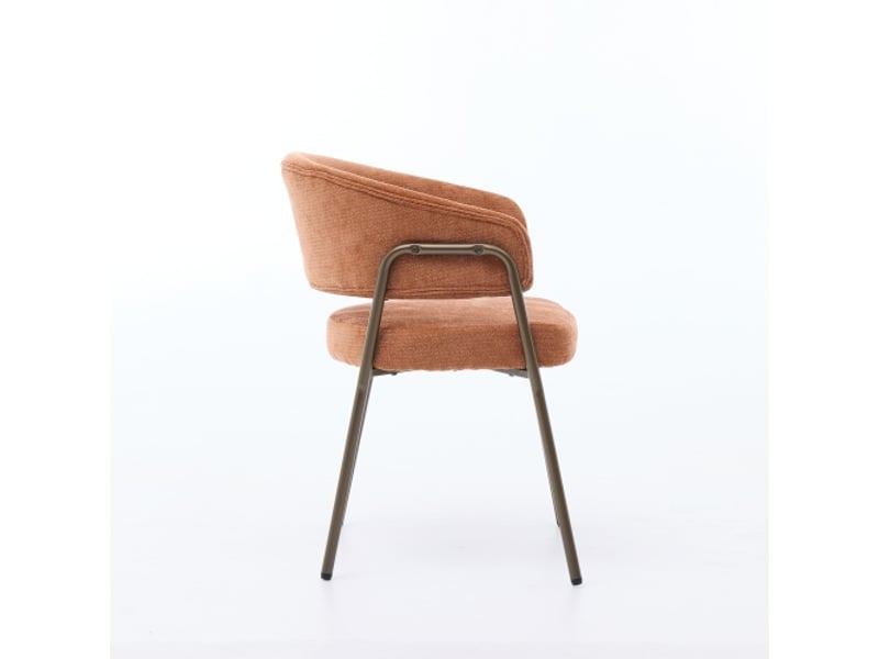  Chaise de salle à manger moderne en chenille orange, avec accoudoirs, pieds bronze antique – vendue à l'unité sw1876og  - Conforama D