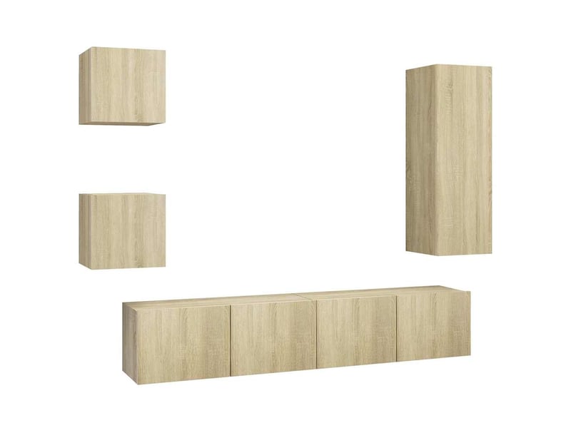  Ensemble de meuble tv - banc tv - meuble de rangement 5 pcs chêne sonoma bois d'ingénierie  - Conforama A