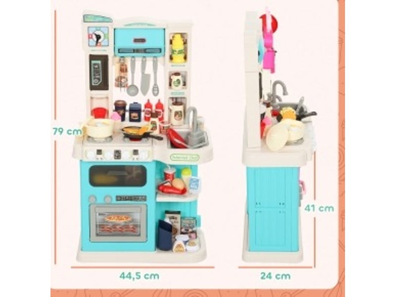  Cuisine enfant 92 pièces 44,5x24x79 cm effets lumineux et sonores verte  - Conforama D