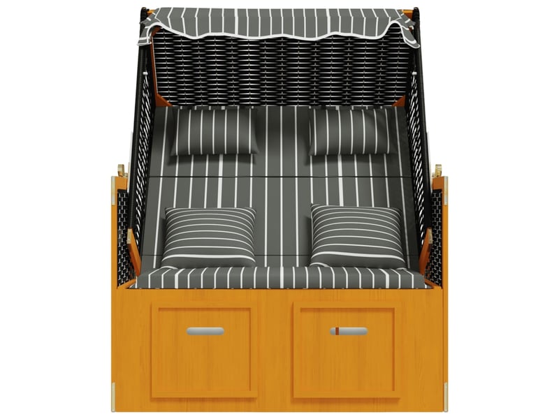  Strandkorb avec coussins résine tressée bois solide noir gris 02_0012178  - Conforama E