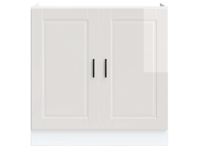  Meuble de cuisine, meuble bas pour évier blanc brillant 80x46x81,5cm  - Conforama D