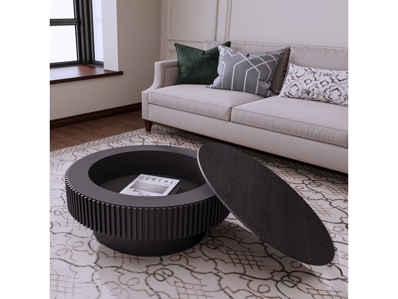 Table basse ronde 75 x 75 cm en bois massif et mdf - Conforama E