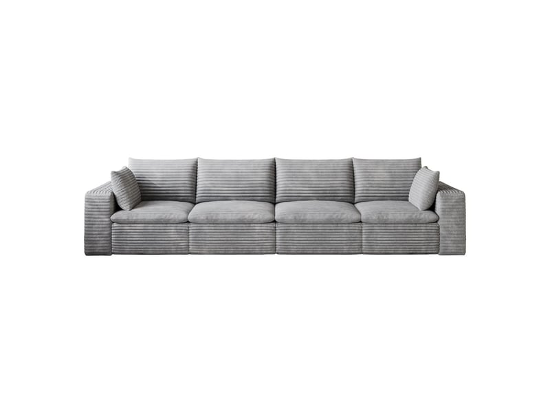  Canapé tissu côtelé design double couche coussins amovibles sans montage gris foncé style nuage  - Conforama E