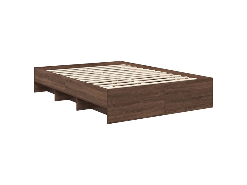 Lit double- lit adulte - cadre de lit chêne brun 150 x 200 cm bois d'ingénierie - Conforama D