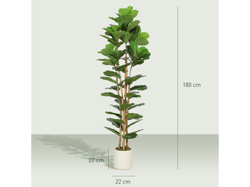  Plante artificielle intérieure 180 cm figuier lyre arbre artificiel avec pot en plastique et tronc en bois massif, vert  - Conforama E