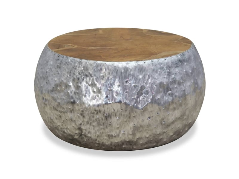  Table basse | table d'appoint salon aluminium teck 60x60x30 cm  - Conforama B