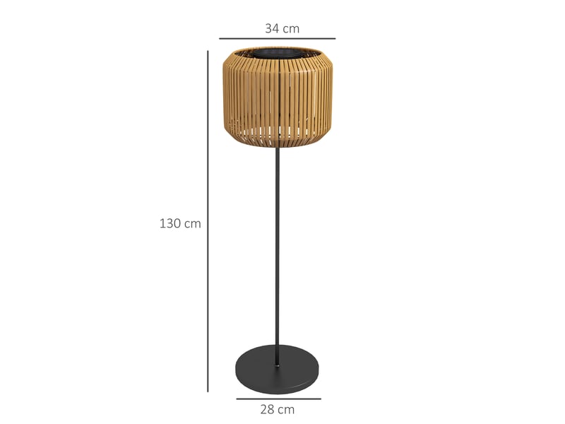  Lampadaire solaire d'extérieur 34x130 cm led ip44 métal jaune  - Conforama C