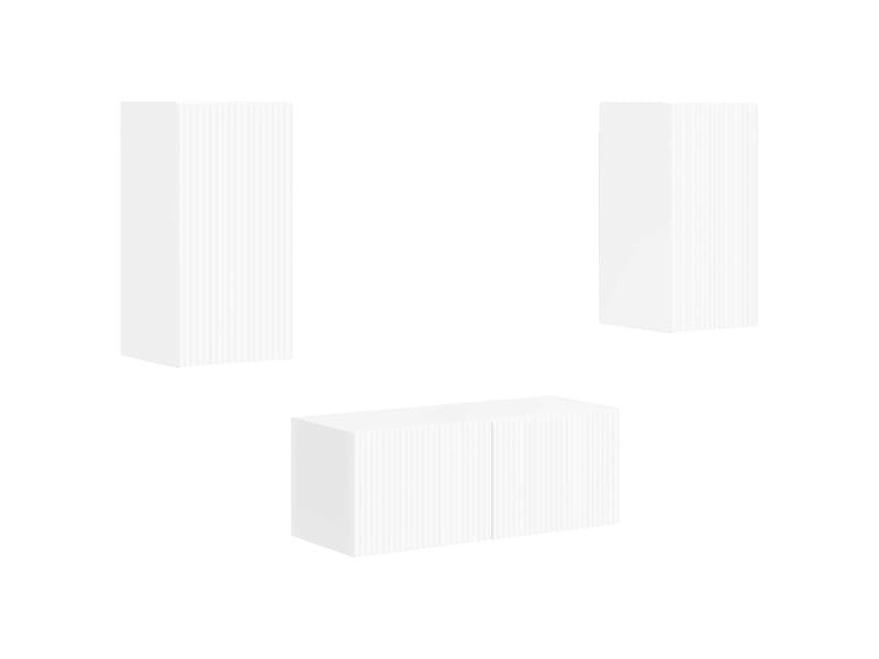  Ensemble meuble tv - banc tv - meuble de rangement 2 pcs blanc brillant bois d'ingénierie  - Conforama A
