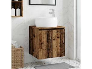 Vanité de lavabo mural, meuble de rangement bois ancien 49.5x44.5x66 cm shl5865