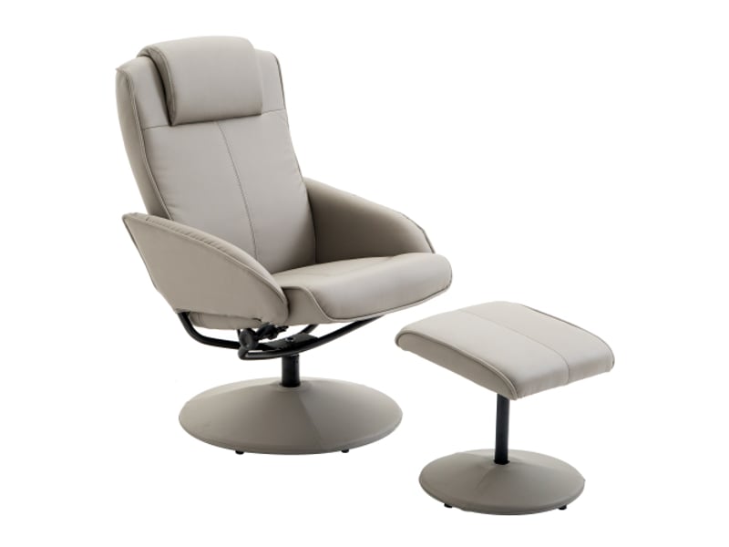  Fauteuil relax pivotant 360° gris avec repose-pieds, 78 x 67 x 98 cm, fauteuil tv  - Conforama A