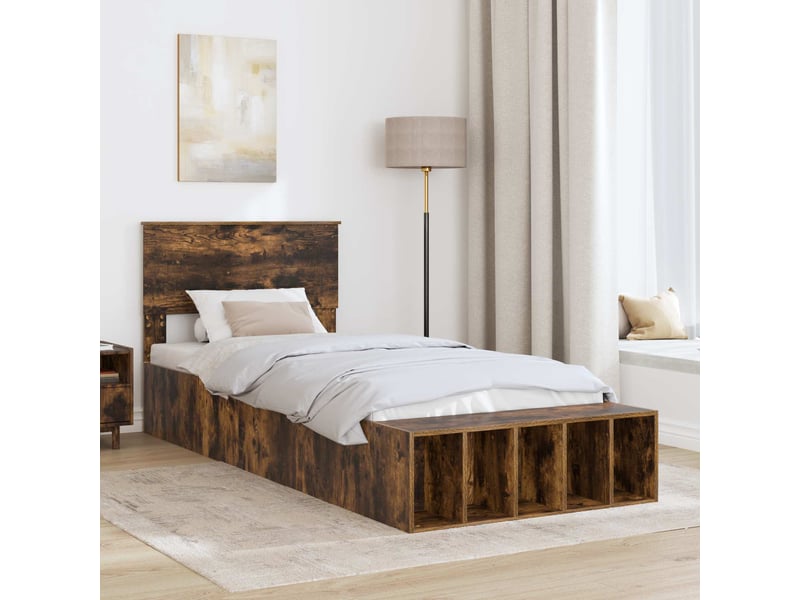  Lit simple- lit adulte -  cadre de lit chêne fumé 100 x 200 cm bois d'ingénierie  - Conforama B