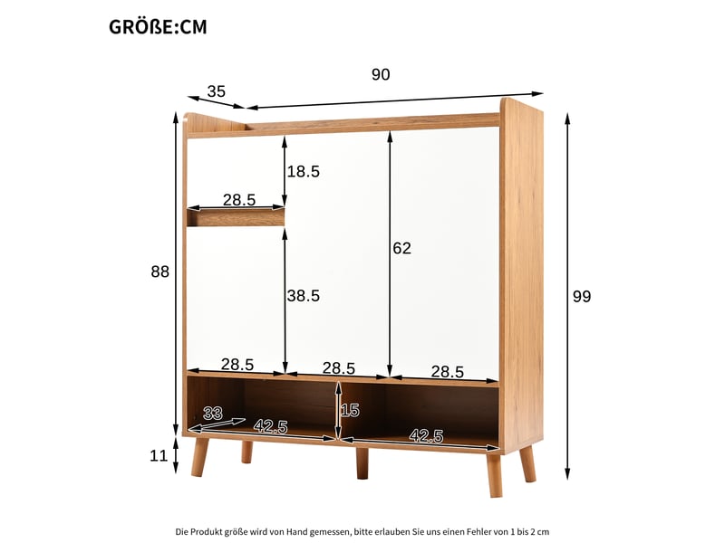  Meuble à chaussures 90x35x99 cm, large capacité rangement, étagères ajustables, design minimaliste blanc  - Conforama C